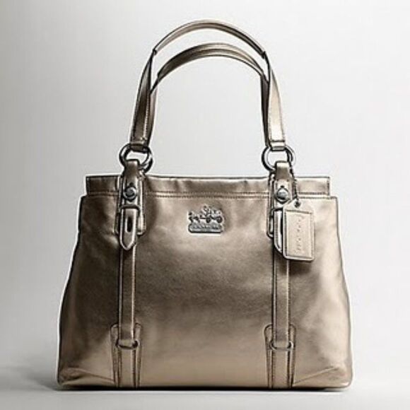Coach Metallic Leather Madison Mia Carryall Bag - Picture 1 of 16